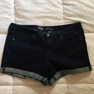 Mossimo Mid-Rise Midi Jean Shorts (Dark Wash)